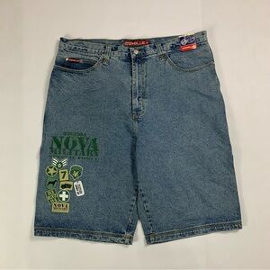 Y2K 212 Blue Graphic Denim Jorts Jean Shorts Deadstock
